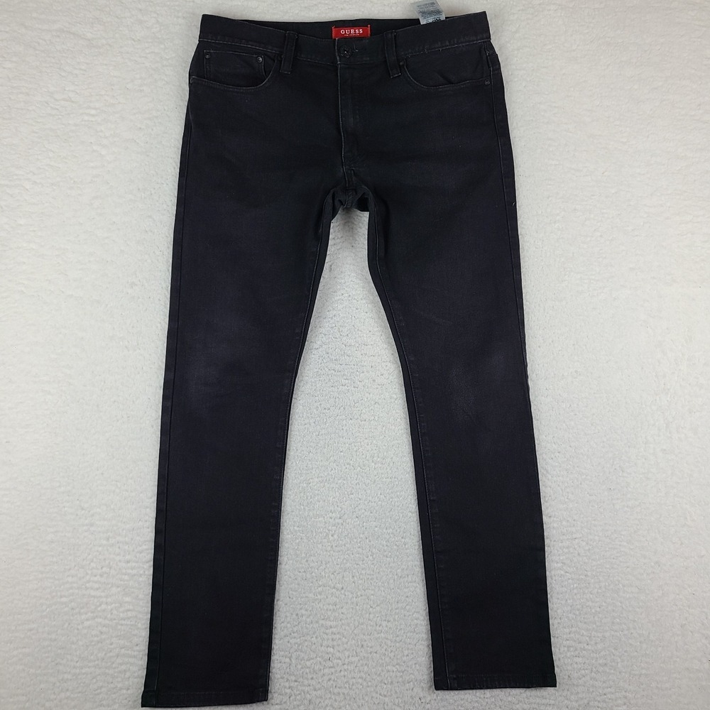 GUESS Jeans Mens 34x30 Black Wash Medium Rise Skinny Scotch Fit Denim‎